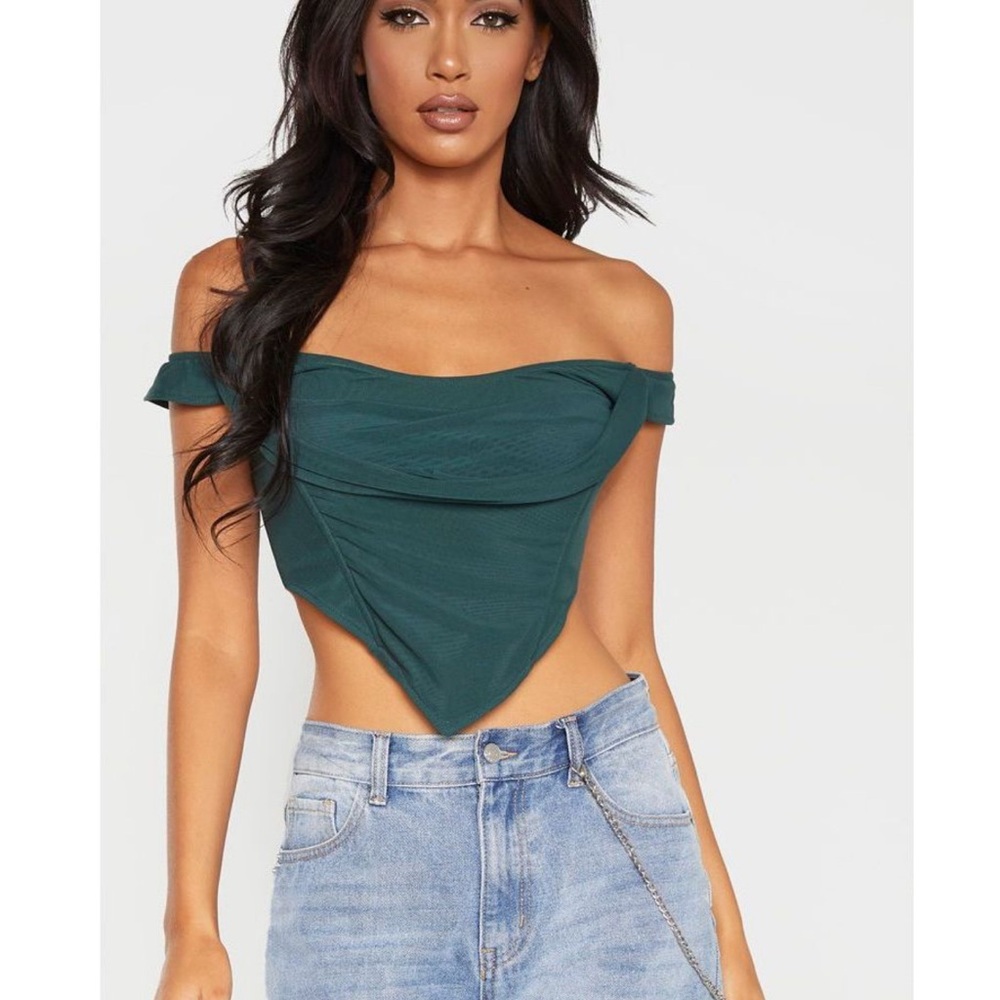 Pretty Little Thing corset Green Top